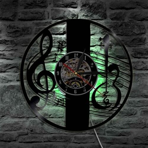 Treble Clef Music Note Wall Art Wall Clock Musical Instrument Violin Key Vinyl Record Wall Clock Classical Music Home Decor Gift