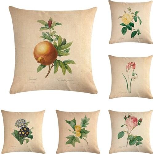 Plant Flower Printed Cotton Linen Cushion Cover Painting Flower pomegranate Home Decor Pillowcase Octopus Sofa Cushion Case ZY46