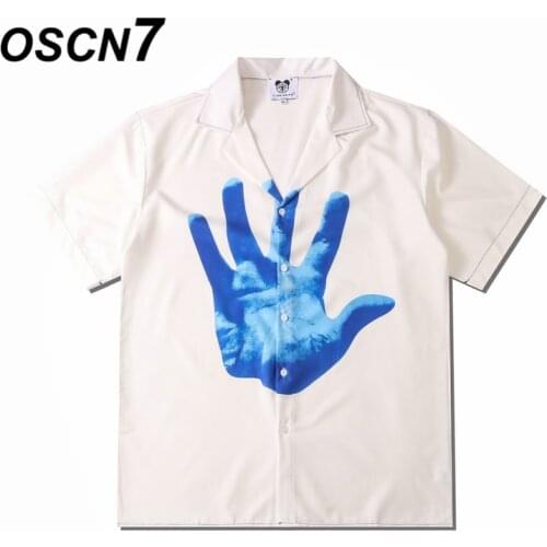 OSCN7 Casual Street Printed Short Sleeve Shirt Men 2021 Hawaii Beach Oversize Women Fashion Harujuku Shirts for Men CM10