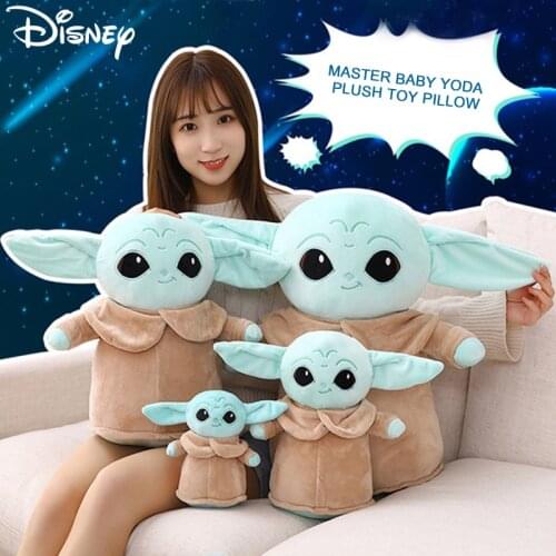Disney Star Wars Master Baby Yoda Plush Toy Pillow Cushion The Aliens Mandalorian Cartoon Stuffed Dolls Decorations Kid Gifts