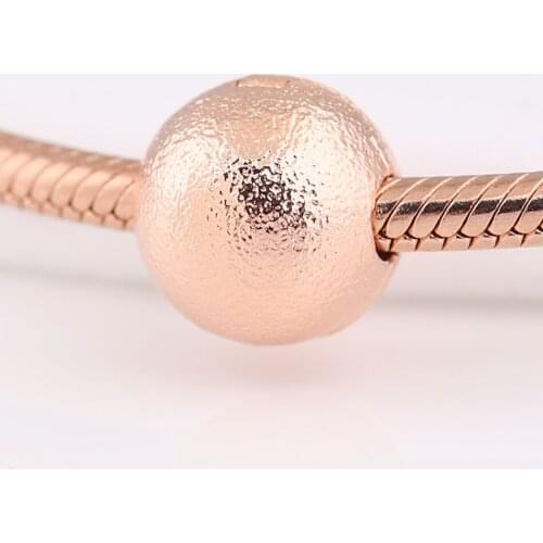 Authentic S925 Silver Rose Matte Brilliance Clip Stopper Bead Charm for Women Bracelet Bangle DIY Jewelry