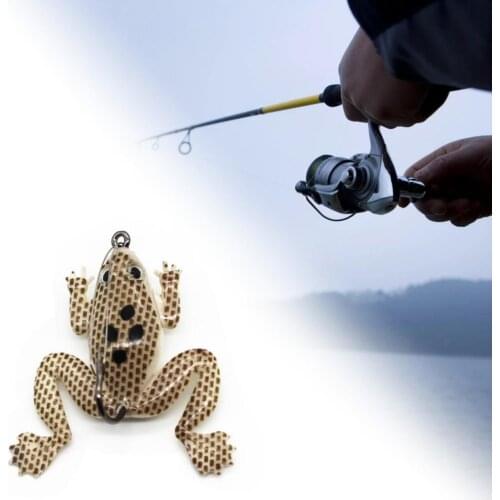 10Pcs/Set Frog Lure Soft Tube Bait Hook Soft 3D Eyes Thunder Frog Bionic with Fishing Hooks Bright Surface Fishing Lures