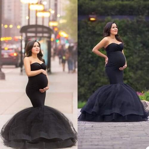 Sexy Strapless Sleepwear Pregnant Women Bathrobe Nightgown Maternity Dress Custom Made Slim Fit Evening Elegant Wedding Gown