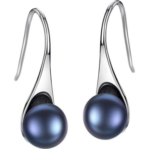 HENGSHENG Freshwater Pearl Earrings Dangle Drop 925 Sterling Silver Earrings 7-8mm Cultured Pearl Fine Jewelry for Women Girls