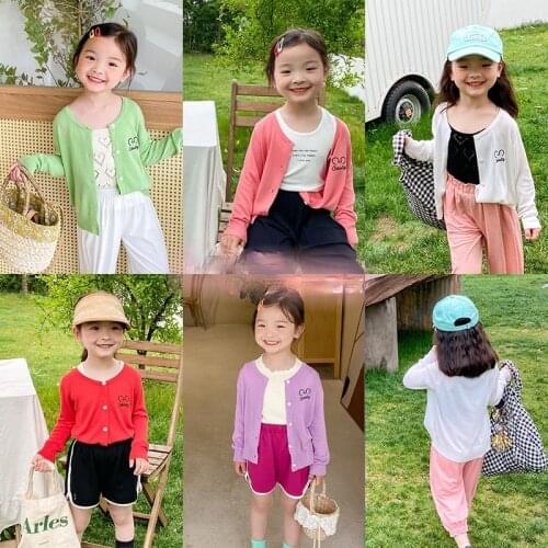 Ice Silk and Sun-protective Clothing for Children Girls Coats Thin Embroidery Sun-proof Clothes Kids Cardigan for Summer Outwear