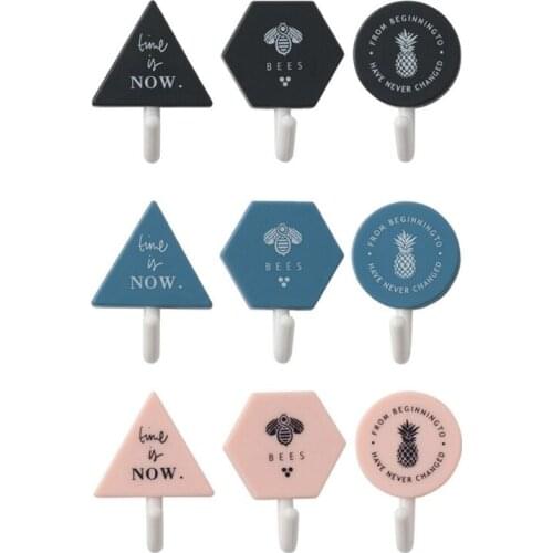 T3EC 3 Pcs Household Strong Adhesive Hook Seamless Paste Hole-free Hook Behind the Door Suction Wall Waterproof