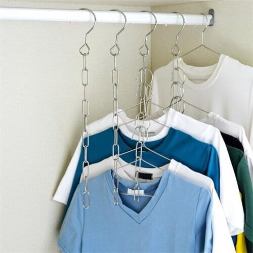 Stainless Steel Clothes Hanger Organizer Market Shop Display Hanging Chain Hooks With Ring Hanger Household Storage Tool