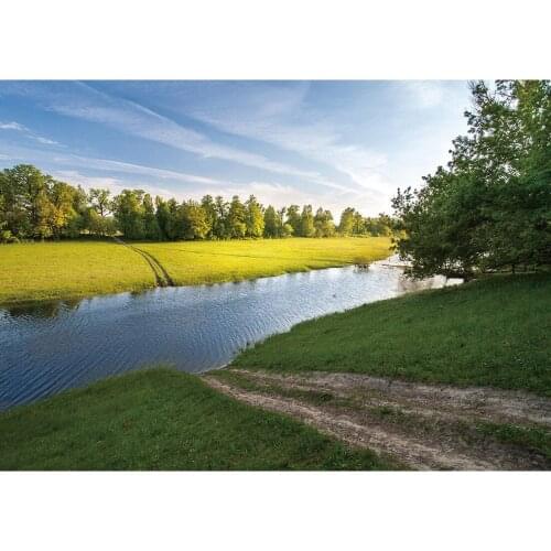 Spring River Grassy Landscape Photo Backdrops Vinyl Cloth Backgrounds for Children Baby Portrait Photoshoot Photography Props