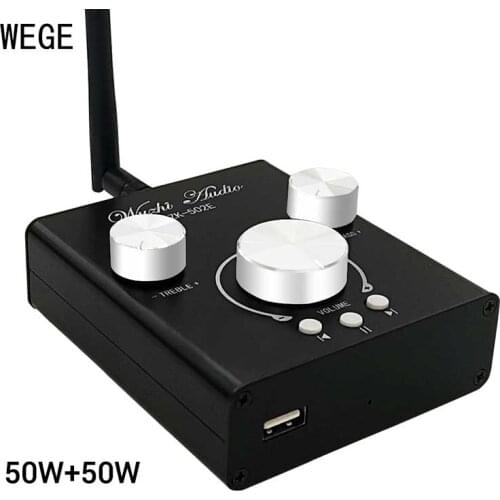 WEGE ZK- 502E 2*50W BT 5.0 TPA3116D2 Dual Channel Stereo Audio HIFI Power Amplifier Module Treble Bass Tone Subwoofer AMP AUX