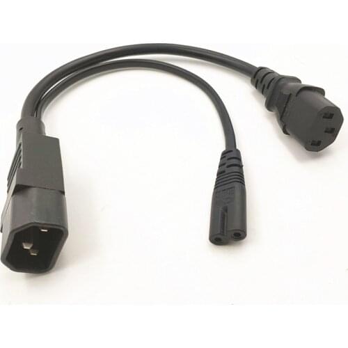 Y Type Splitter Power Cord ,IEC320 C14 Plug 3-Prong Male Power Cable Cord AC Power Adapter to C13 +C7 Female