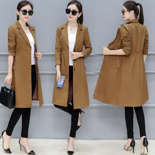 Mid-length Trench Coat Thin Womens 2019 Spring And Autumn Summer Lady Elegant Outwear Coat Long Cardigan Windbreaker A1343