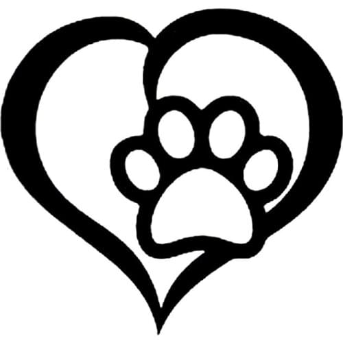 16.6cm*15.9cm Dog Paw Print In Heart Personalized Vinyl Decals Car-Styling Car Sticker Black/Sliver S6-3886
