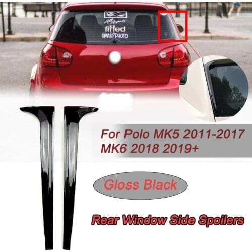 2PCS Rear Window Side Spoilers Glossy Canard Canards Splitter For VW for Polo MK5 2011-2017/MK6 2018 2019+ Car Styling Accessori