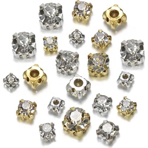 200pcs 4/5/6mm Cyrstal Round Rhinestone Beads With Gold Claw Cabochons For Handmade Craft Materials Jewelry Making Diy Supplies