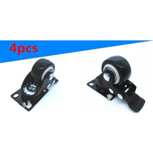 4PCS Black 1.5'' Rubber Swivel Casters Office Sofa Chair Furniture Universal Brake Wheels