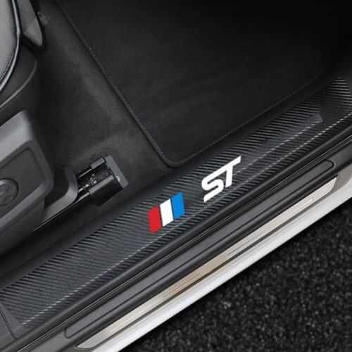 4pcs Car Door Sill leather Stickers For ford focus st 2013 2018 2019 2020 Car Door Sill Plate Pedal Cover Trim Car Accessories