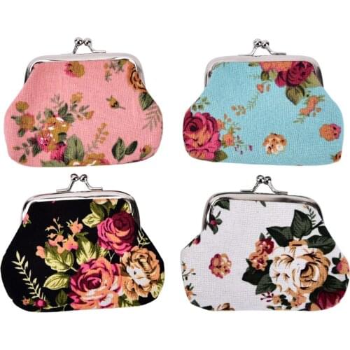 4styles Elegant roses canvas Mini coin purses zero wallet child girl women change purse,lady zero wallets,coin bag Free Shipping