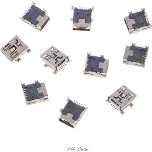 10 Pcs MINI USB Type B 5 Pin Female Socket Connector For Mobile Phone Charging