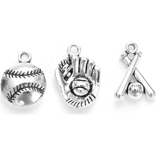 60pcs Ball Sports Charms Baseball Sport Jewelry Making Pendants Fit Necklace Bracelet DIY Crafting