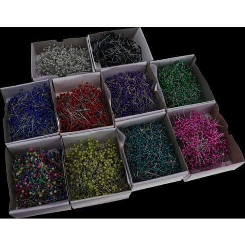 800PCS Round Pearl Head Sewing Accessories Needles Stitch Pin Wedding Bride Corsage 38mm Mix Color Pearl Needle Round Head