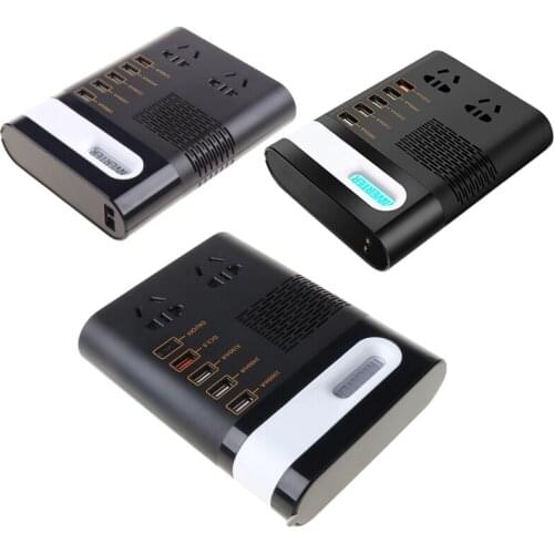 200W Car Power Inverter DC 12V/24V to AC 220V Voltage Converter Short Circuit Automatic Protection QC 3.0 USB Charger