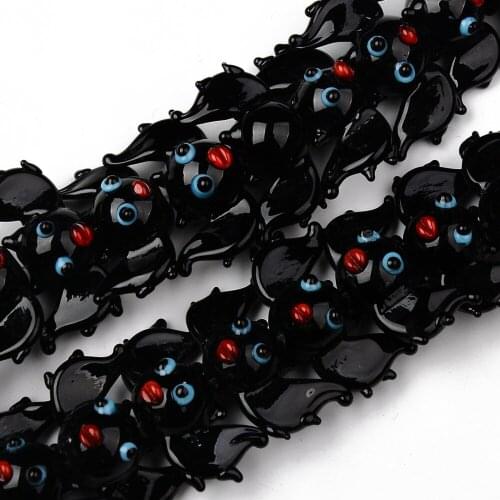 About 35pcs/strand Handmade Lampwork Black Bat Beads Strands for jewelry making DIY Bracelet Necklace Decor Accessories