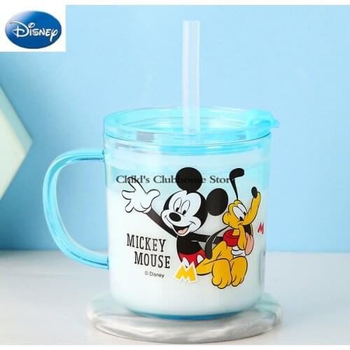Disney Milk Cup with Graduated Baby Straw Drinking Cup with Lid Direct Drinking Cup Sealed and Leak Proof