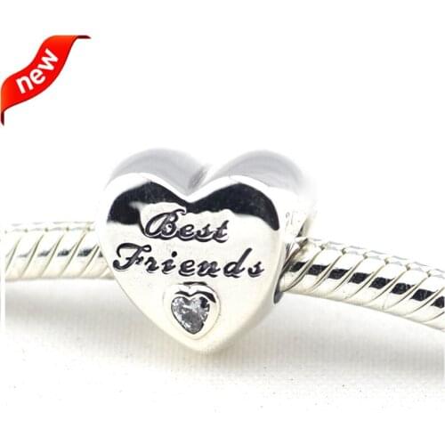 CKK 925 Sterling Silver Jewelry Friendship Heart Original Charms Beads Fits Bracelets For Jewelry Making