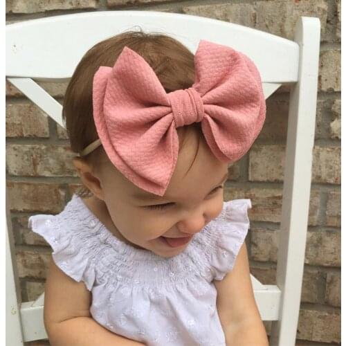 2019 New Childrens Bowknot Hair Band Baby Headband Headwear Double-layer Bow Elastic Nylon Turban Headdress baby headbands