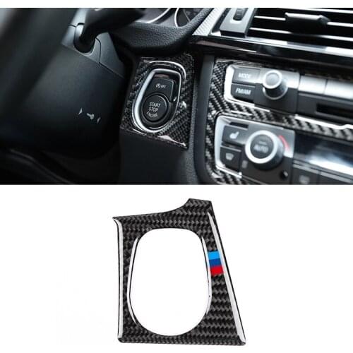 For BMW 3 4 Series F30 F32 2013 2014 2015 2016 2017 2018 Carbon Fiber Car Interior Start Stop Engine Frame Cover Trim
