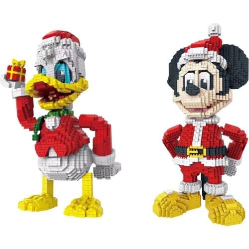 Disney park figures micro diamond blocks Disneyland cartoon Christmas Dress build brick toy Donald Duck Mickey mouse nanobrick