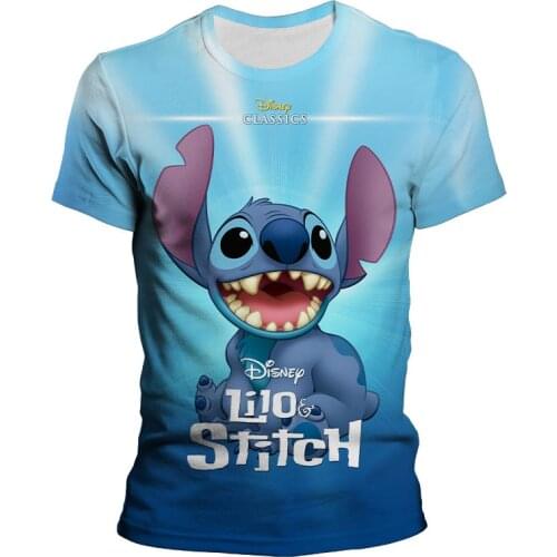 Men Women T-shirt Disney Cartoon Anime Lilo&Stitch Short-sleeved Shirt Teenager Clothes Summer Funny Cute Girl T-shirt Tees