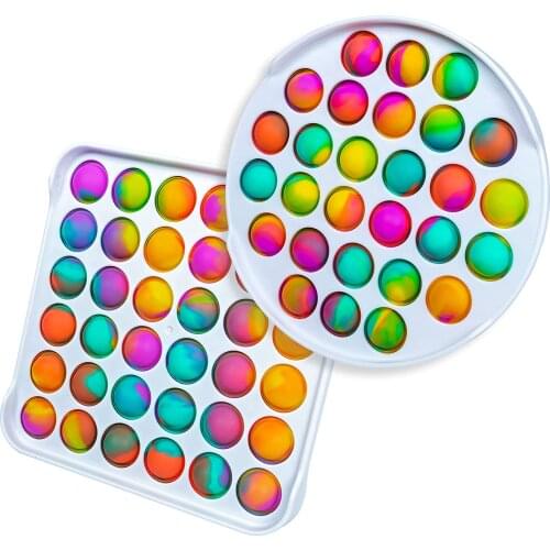 Pop Fidget Toys Pack Anti-Anxiety Stress Relief Tie Dye Push Pop Bubble Fidgets Toys Rainbow Simple Toys for Kids Adults 2 Pack