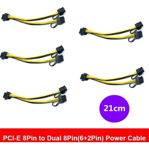 5PCS PCI E 8pin to Dual 8Pin / PCIe 8pin-2x(6+2pin) Power Splitter Cable PCIE PCI Express 8Pin to Dual 8Pin Power Cable