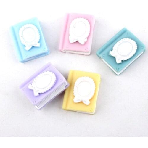 Kawaii Notebook Shape Resin Cabochons DIY Jewelry Findings Girls Hair Jewelry Bow Center Clip Decoration Ornaments 20pcs 21*26mm