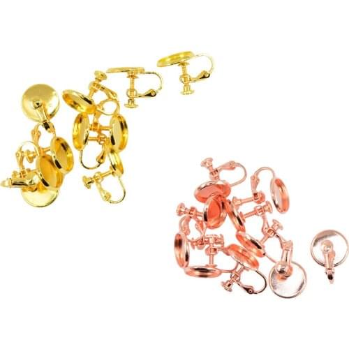 10 Piece Clip on Screw Back Non-pierced Earrings/Wires 12mm Blank Bezel Finding