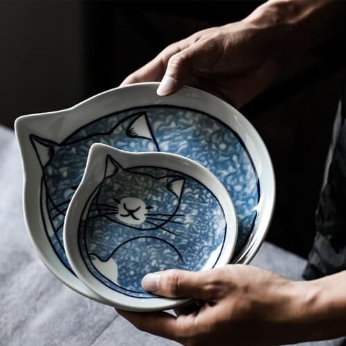 6 Inch Creative Japanese Cartoon Dinner Cute Cat Ceramic Plate Restaurant Home Kitchenware Cold Dessert Sauce Ceramica Dish