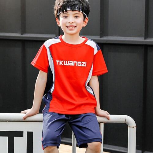 Summer Breathable Running Basketball Suits Casual Outfit Tracksuits Kids Boys Sports Suit 2Pcs Short Sleeve T-shirts Shorts Sets