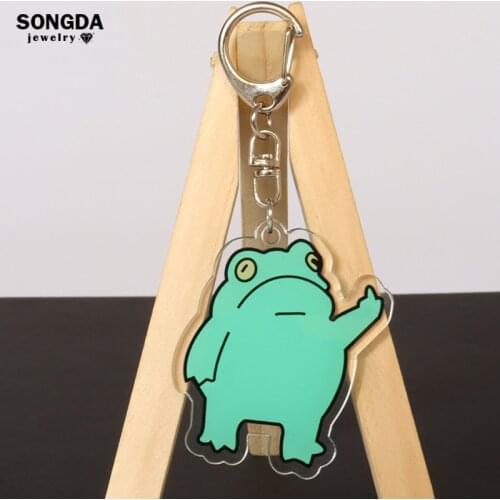 Cute Frog Keychain Green Cartoon Animal Key Ring for Women Bag Pendant Funny Key Jewelry Men Best Accessory Kids Gifts Wholesale