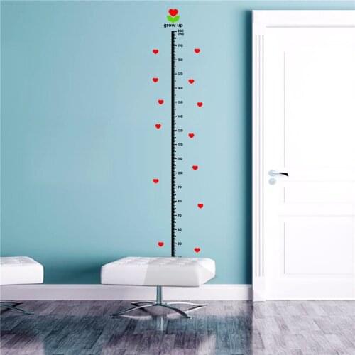 Red Heart Height Measure Wall Sticker For Kids Rooms Growth Chart Ruler Nursery Room Decor Art Mural Decals Kindergarten Poster