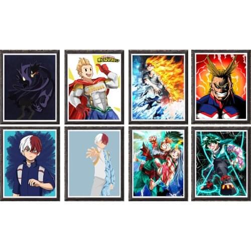 OFA Izuku All Might Mirio Colorful Picture Anime Canvas Wall Art Poster ,8 x 10 Inches,No Frame,8PCS