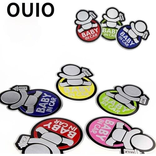 OUIO 1Pcs Baby In Car Styling Car metal decorative stickers for Nissan Qashqai Opel Astra J H Kia Ceed Sorento Skoda Octavia