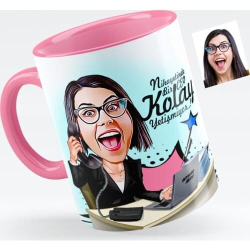 Personalized Women 'S CEO Caricature Of Pink Mug cup-1