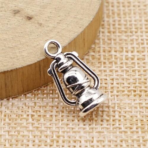 Free shipping 37pcs 19x10mm antique silver Kerosene lamp charms diy retro jewelry fit Earring keychain hair card pendant