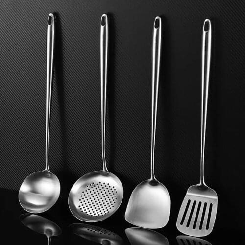 Dropshipping utensilio cocina Stainless Steel Wok Spatula Kitchen Slotted Turner Spoon Ladle Shovel Cooking Tools Utensil Set