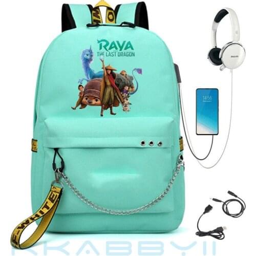 Raya and The Last Dragon Backpack school backpacks for teenagers Girls Student Bags USB multifunction travel Laptop Mochilas