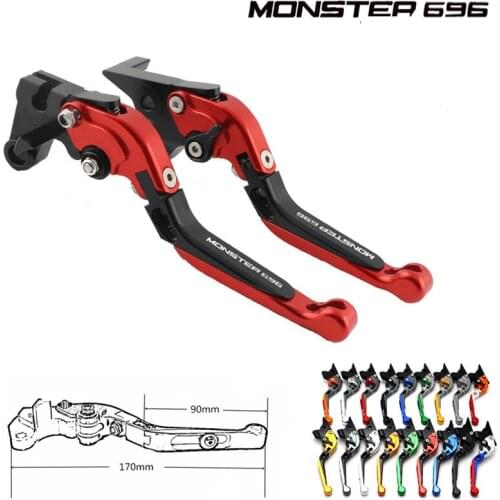 For Ducati 696 MONSTER MONSTER696 2009-2014 Adjustable Folding Extendable Motorbike Motorcycle Red Brake Clutch Levers