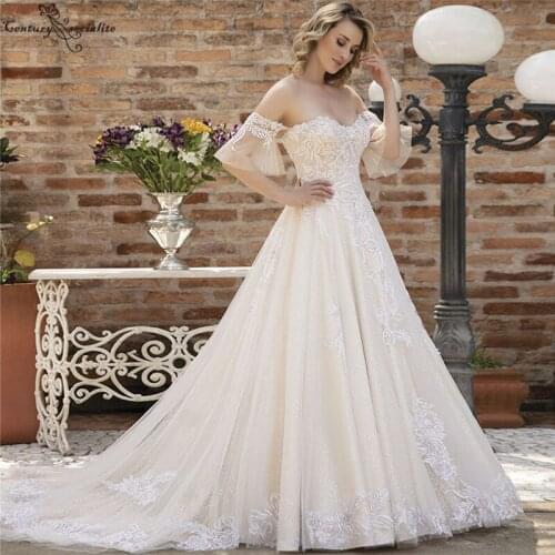 Luxury Princess Wedding Dresses for Women 2021 Detachable Sleeve Lace Appliques Boho Bridal Gowns Bride Dress Robe De Mariee