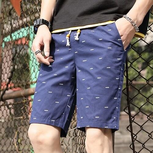 Treesolo Casual Fashion Shorts Men Cotton shorts mens New print short pants trend casual loose sports summer mens beach short