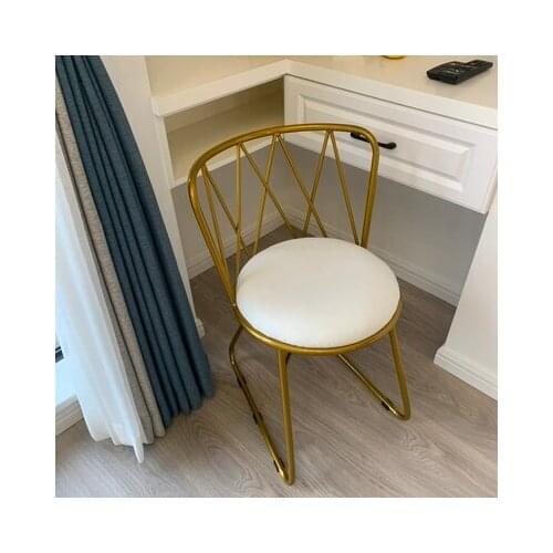 Golden Iron Backrest Dining Chair Creative Dressing Stools Restaurant Coffee Shop Hotel Leisure Chair Sofe Cloth Seat 8 Colors